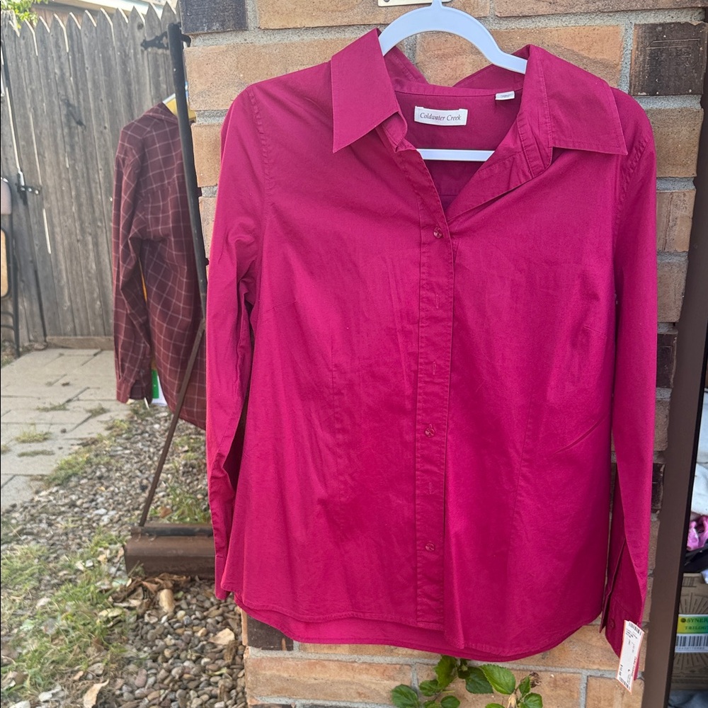 Coldwater Creek Women's Pink Button-Down Shirt